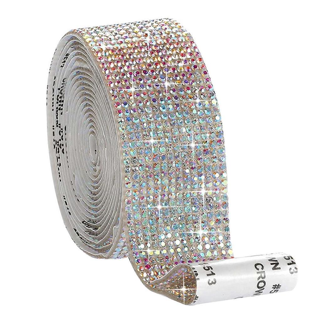 2xSelf-Adhesive Crystal Rhinestone Diamond Ribbon DIY Sticker Multicolor 1.4cm