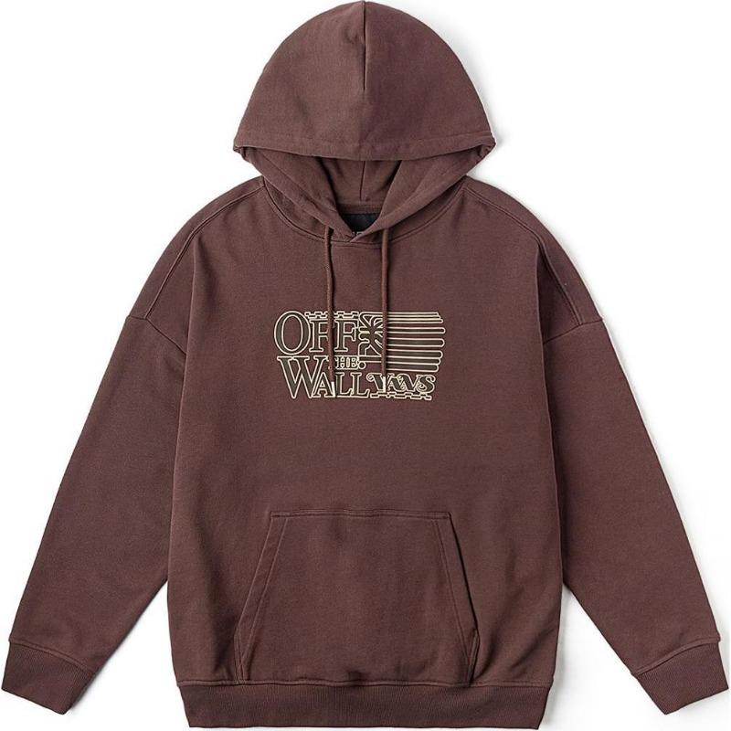 Vans Logo Print Hooded Long Sleeve Sweatshirt Unisex Sweatshirt Chocolate VN000KVHE95