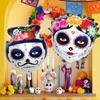2pcs Sugar Skull Aluminum Foil Balloons for Bride and Groom, Day of the Dead Halloween Flower Skull Party Decoration Supplies