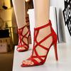 Bigtree European and American Roman Style Fine Heel 11cm Super High Heel Hollow Sexy Nightclub Sandals Summer High Heels