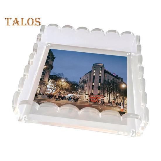 1/2Pcs Scalloped Acrylic Tray with Magnetic Mat Heavy Duty Clear Art Painting Poster Picture Photo Display Tray Home Office Desktop Decoration