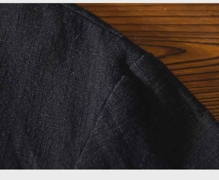 Мужская хлопчатобумажно-льняная рубашка в китайском стиле с пуговицами: Повседневный костюм Тан, свободный древний стиль Ханьфу, большой размер, топ среднего возраста