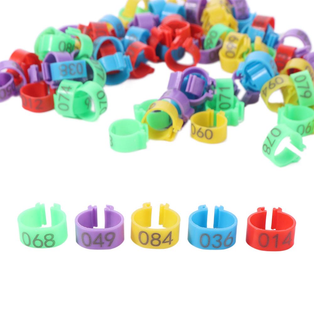 100pcs Portable Poultry Leg Tags Mixed Colour Plastic Band Foot Ring 16/20mm with Number Letter Poultry Ankle Bands