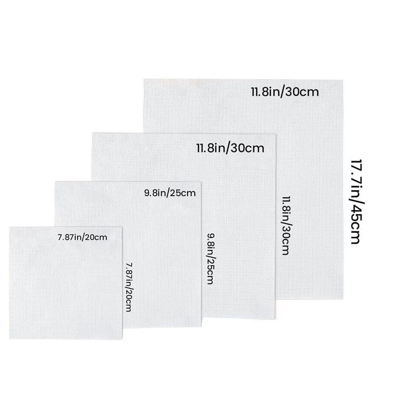 M-Modern-12 PCS Aida Cloth 14 Count, 4 Sizes White Fabric For Craft Embroidery, Reserve Cloth For Embroidery Beginner, Needlewor