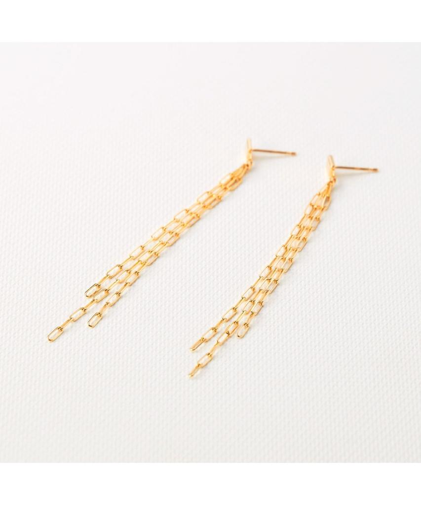 Серьги K10 Prim Cable Chain Fringe Серьги-гвоздики 40576523 Желтое золото 00 [Kokoshnick] Женские (100)