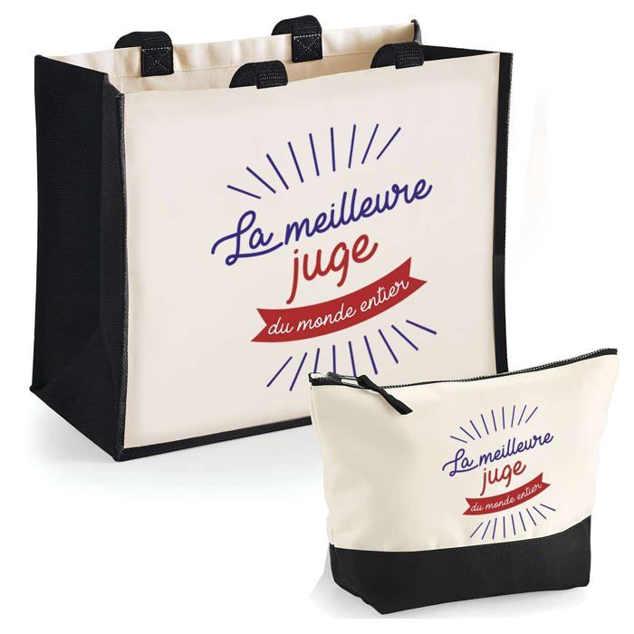 Coffret duo cabas jute & trousse - PLANETEE - Juge meilleure du Monde Entier - Jute & coton - 33x42 cm - Impression DTF