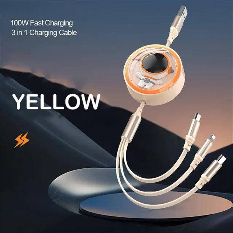 3 In 1 5A Super Fast Charging Data Cable Suitable For IPHONE Huawei Samsung Xiaomi Poco Mobile Phone Telescopic Charging Cable