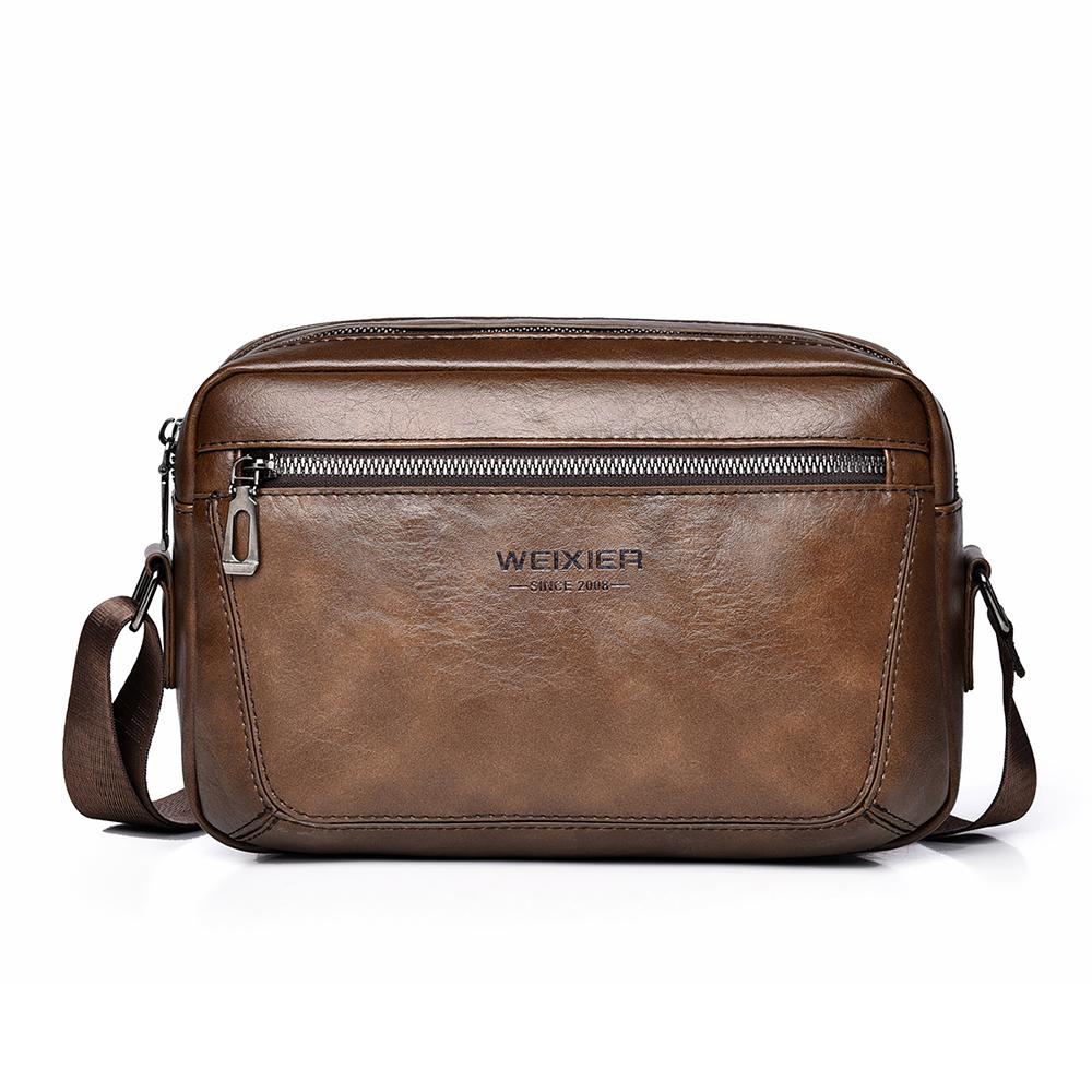 WEIXIER Men's Leather Crossbody Shoulder Bag Waterproof Bag Briefcase Satchel Bag Casual Travel Bag