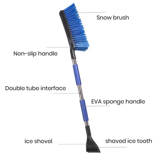 2 In 1 Snow Scraper with Large Brush Head Extendable Ice Scraper Snow Brush Portable Auto Scraper Snow Brush