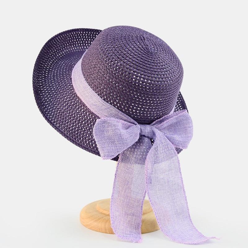 Летняя пляжная шляпа женская повседневная шляпа женская соломенная шляпа с бантом на плоской кромке для девочек солнцезащитная шляпа