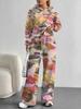 Retro pattern splicing European and American autumn and winter 1116 casual long-sleeved suit women's hooded sweater trousers cover