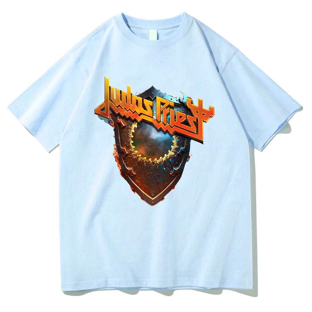 Judas Priest Shield of Pain Tour 2025 Футболки Judas Priest Band Metal Rock Одежда Мужская Женская Хлопковая Футболка Унисекс с Круглым Вырезом Y2K