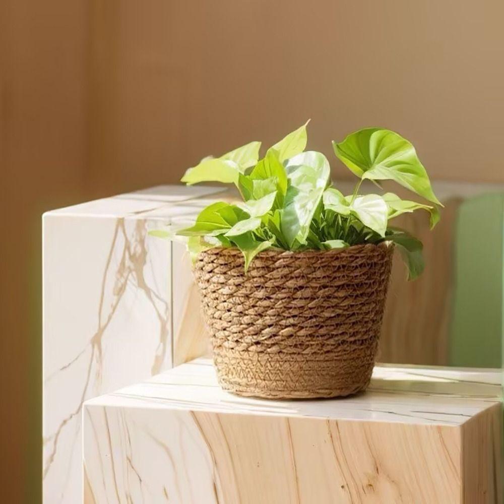 1 шт. Ротанг Солома Трава Плетеное Кашпо для Сада Террас Плетеная Корзина для Растений и Цветов