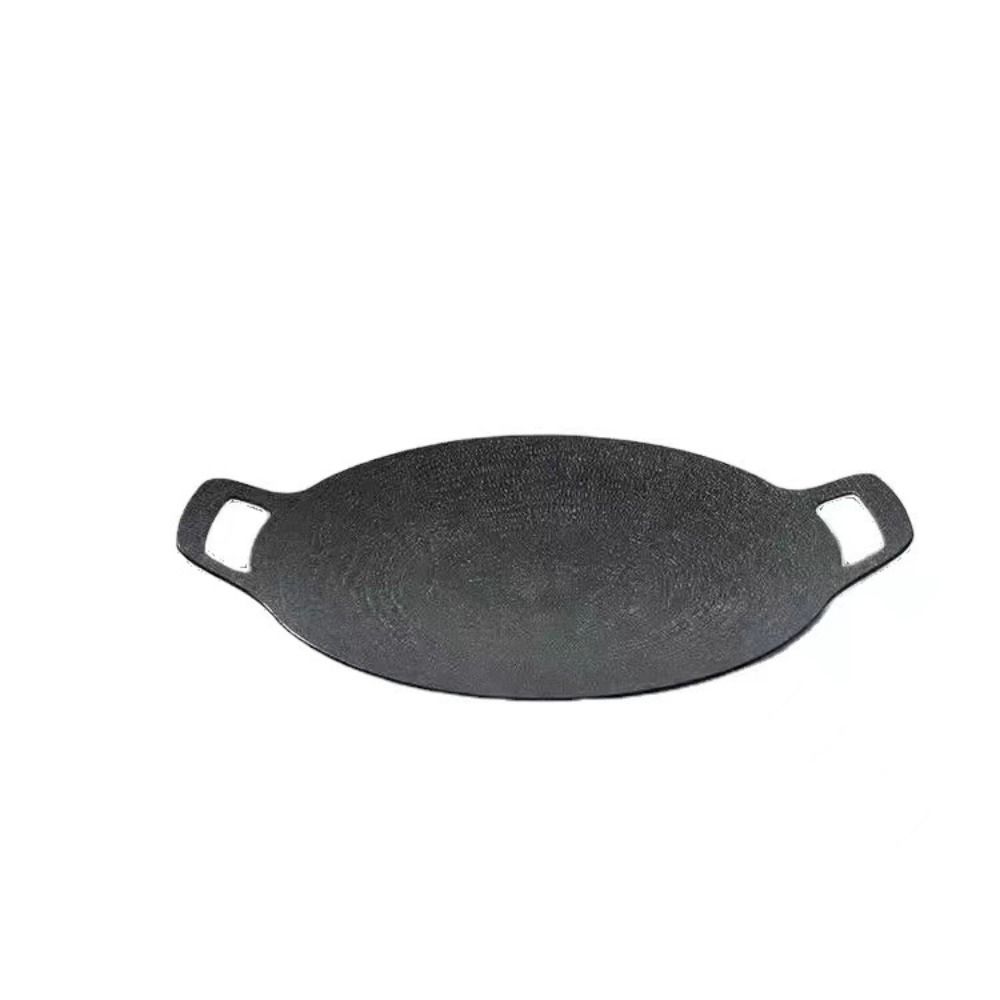 Double Ear BBQ Pan Cast Iron Iron Plate Multifunctional Round Frying Pan  Home