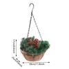 Artificial Christmas Hanging Basket Flocked with Mixed Decorations and White LED Lights Outdoor