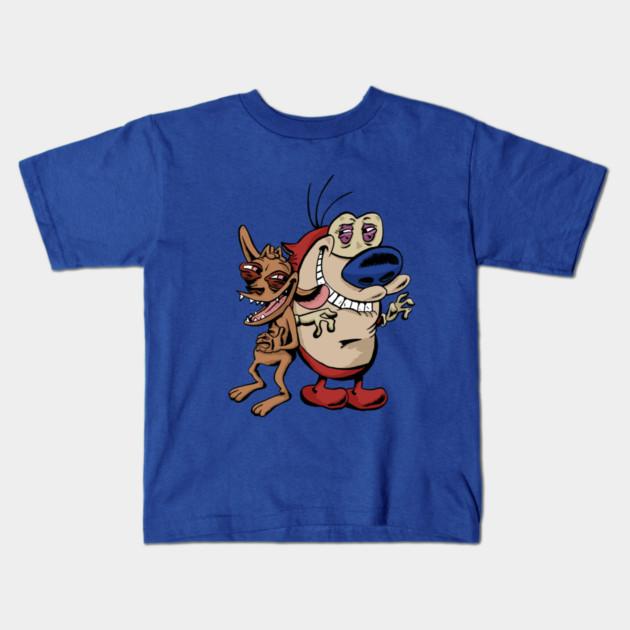 Boys Girls Soft Cotton Graphic Tees Ren And Stimpy T-shirt Breathable Daily School Wear Kids T-Shirts