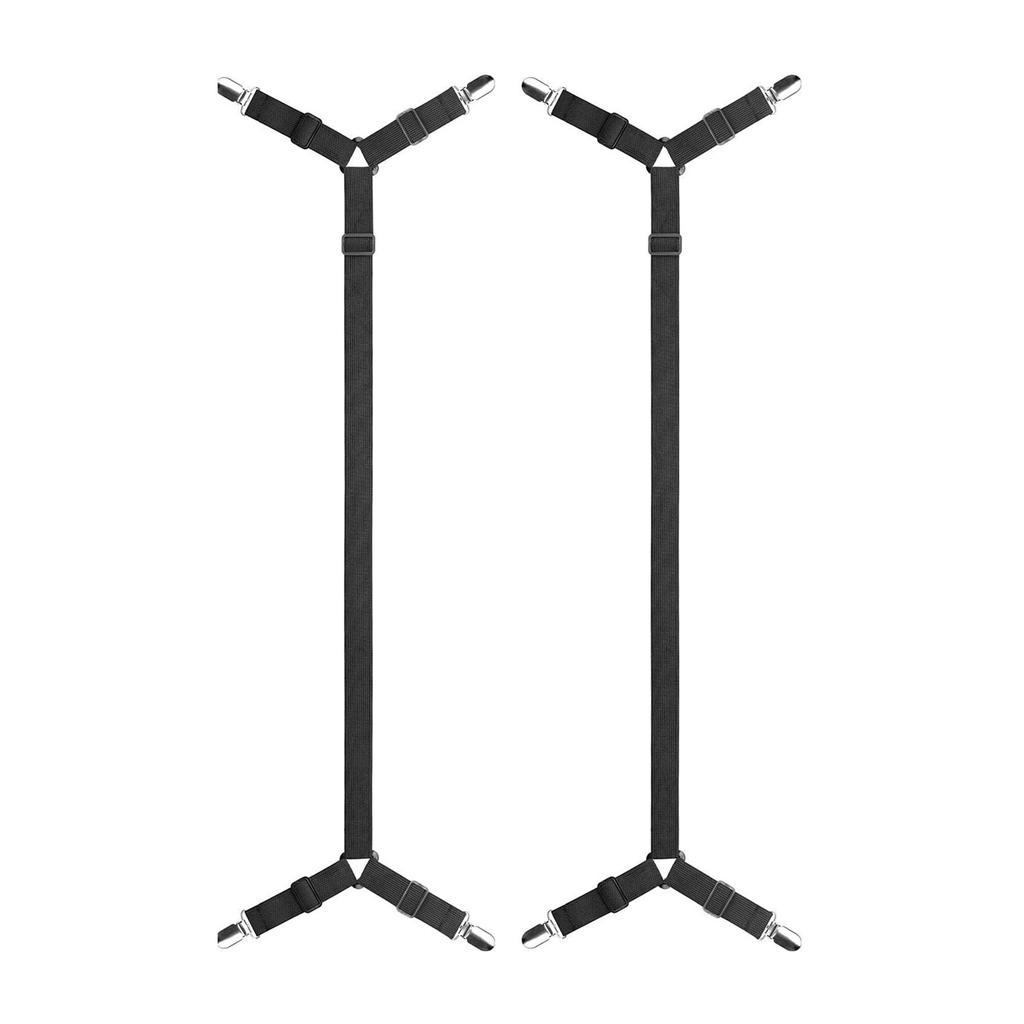 Набор из 2 прочных полиэстеровых натяжителей для простыней с металлическими зажимами, надежная фиксация простыней, нескользящая конструкция, ремень-держатель для простыней