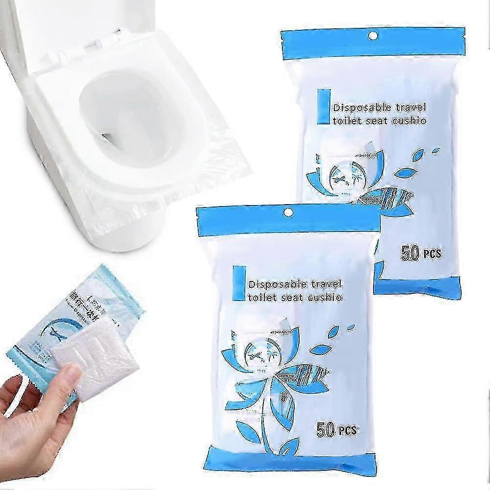 Disposable toilet seat covers, waterproof, antibacterial, portable travel pack/box, 100 individually wrapped.