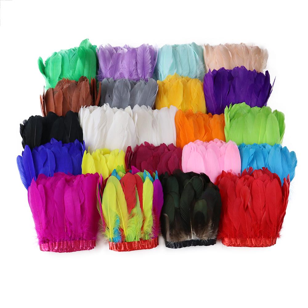2M/5M/10M White Real Goose Feather Trims Width 15-20cm Goose Feather Ribbon Dyed Clothes Party DIY Craft Dress Sewing Accessory