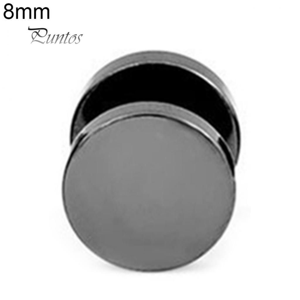 Lady's Men Cool Punk Round Black Stainless Steel Ear Stud Piercing Earrings 3mm - 14mm