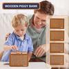 Wooden Money Box with Counter Marker Pen Piggy Bank with Money Target Numbers Coin Cash Container Money Saving Challenges Box Kids Adults Gift