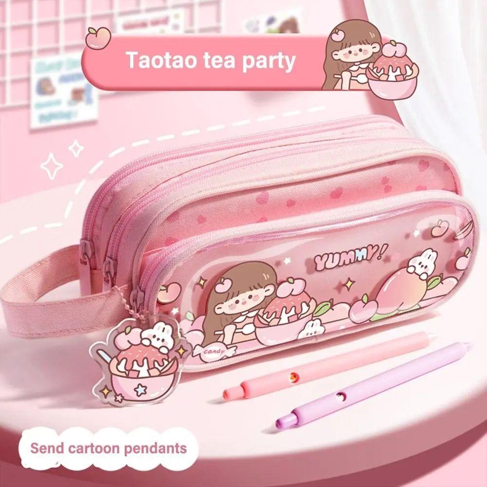 Большая вместительная сумка-карандаш для девочек с героями мультфильмов, многослойная сумка для канцелярских принадлежностей, офисные школьные принадлежности