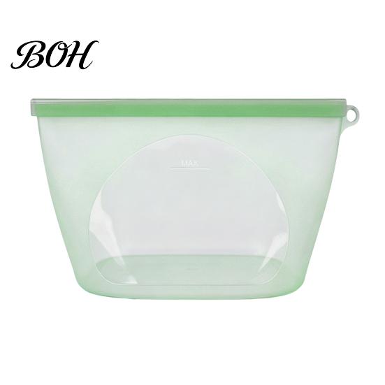Airtight Reusable Snack Storage Silicone Food Bag, Double Sealing Keeping Leak-proof Eco Friendly Vacuum Seal Pouches Food-Grade Container,