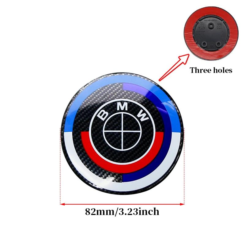 7Pcs 50th Anniversary Fiber Black Car Hood Front Rear Trunk Emblem Badge For BMW F20 E36 E46 X6 M4 E60 E93 E87 G01 G20 X3 X5 F30 FV7