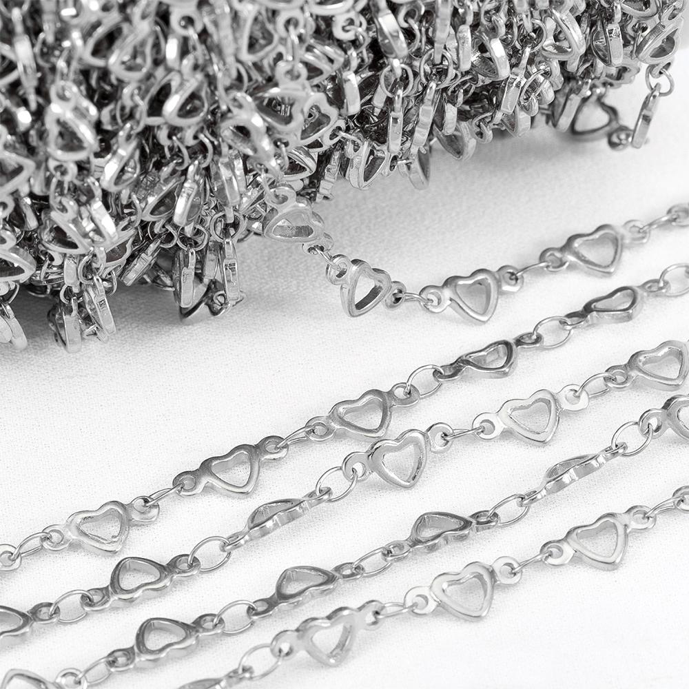 1M Stainless Steel Printed Dot Striped Square Necklace Chain Geometry Link Chains DIY Bracelet Accessory Jewelry Making Supplies