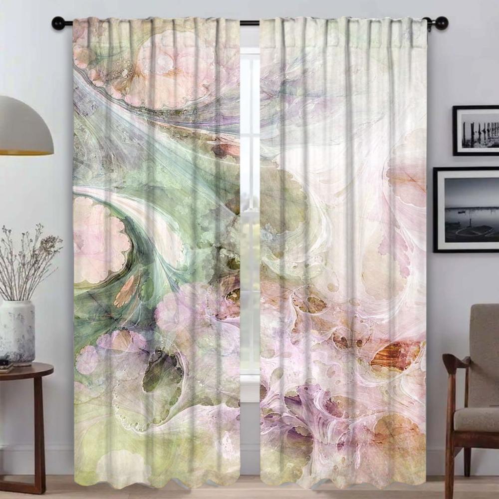 Цветы Домашний интерьер Шторы 2 шт. Гостиная Шторы Разделительные жалюзи Тюль для спальни Кухня Затемнение Элегантный Камера