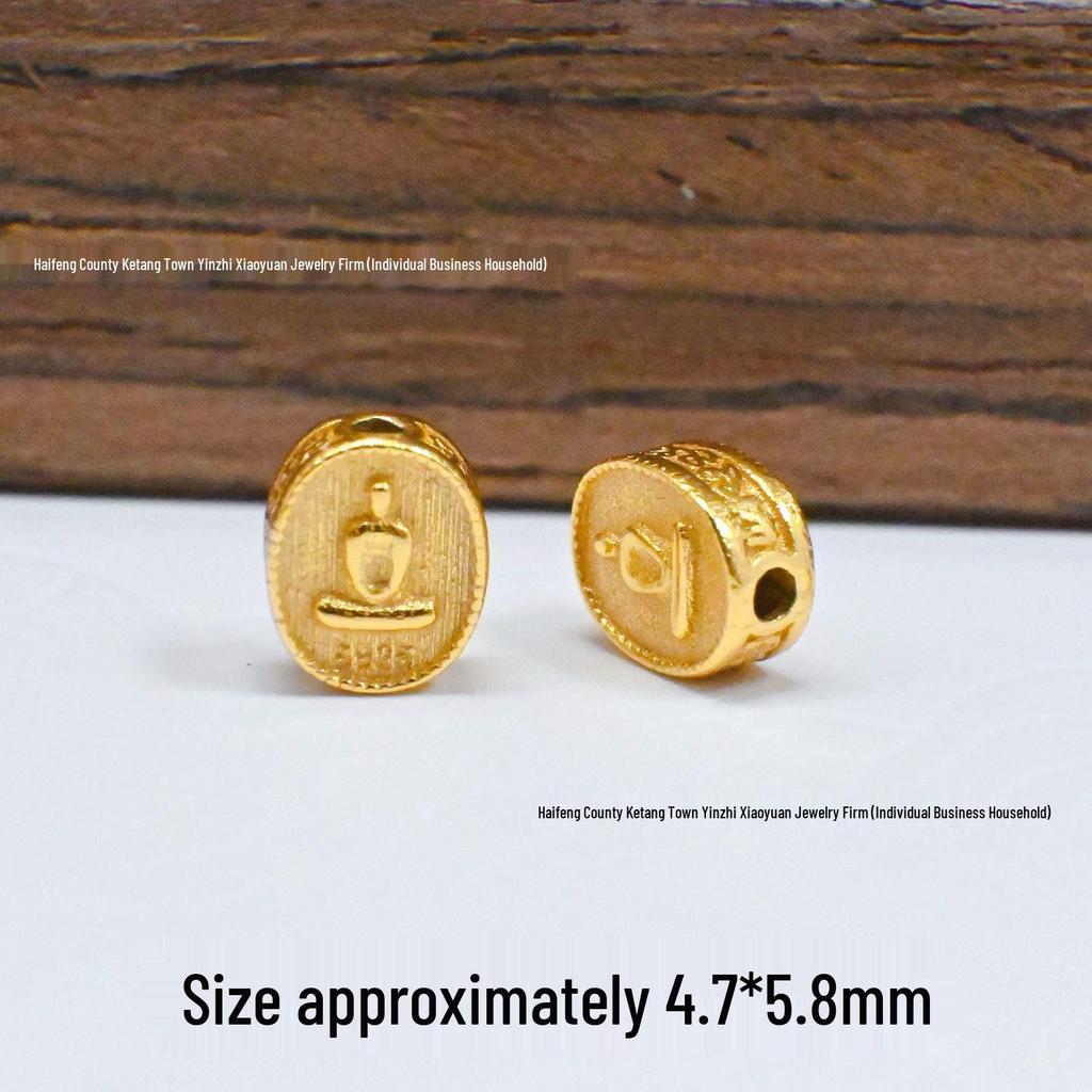 S925 Silver Ancient Gold Four-Leaf Clover Spacer Beads for DIY Jewelry: Bracelet & Necklace Craft Accessories.