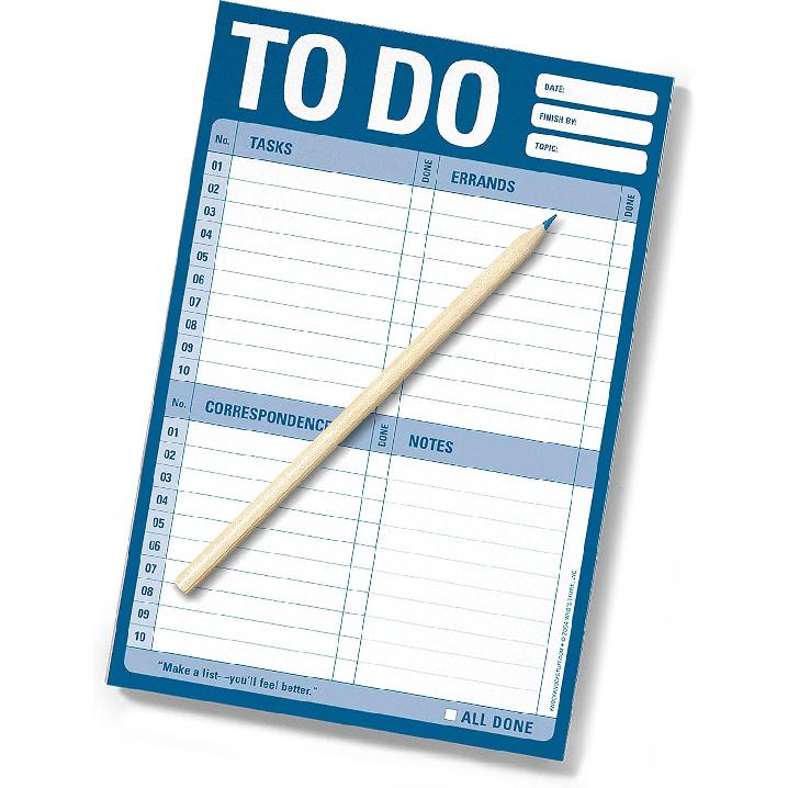 1-Count Knock Knock To Do Pad, To Do List Note Pad for Daily Tasks, Errands, Notes, 6 x 9-inches (Blue)