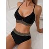 Black Bikini Set Sexy Swimsuit Women Bandage Padded Swimwear Female Bathers High Waist Bathing Swimming Swim Suit Beachwear