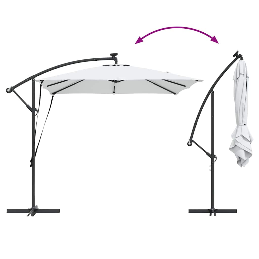 Cantilever Banana Sun Umbrella Sand 249 x 249 x 250 cm Polyester and Aluminum