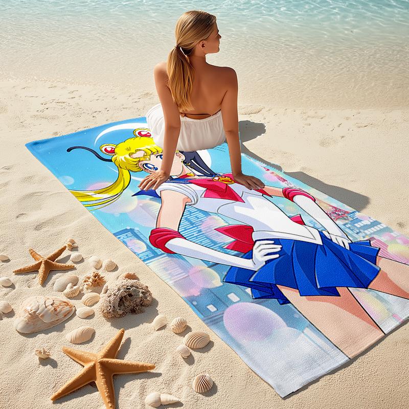 1pc Sailor Moon Beach Towel, Comfortable and Thick, and Swimming/Bath/Picnic/Camping Towel, Suitable for Seaside Beaches