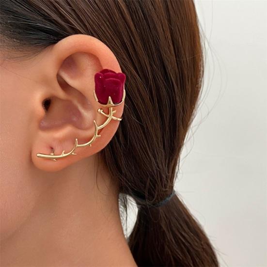 Rose Flower Ear Cuff Non-Piercing Ear Bone Clip Creative Lightweight