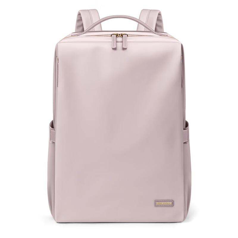 GOLF (GOLF) Women\'s Backpack, 15.6-Inch Laptop Bag, Travel Backpack, School Bag, Business Trip Luggage Bag, Light Pink