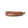 Halden White Stitch Thin Cowhide Leather Belt (T034_tan)