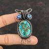 Copper Blue Turquoise Pendant Copper Wire Wrapped Jewelry Blue Color Evil Eye Pendant Gemstone Jewelry Owl Pendant Handmade Copper Pendants
