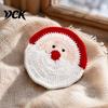 Absorbent Cotton Yarn Cup Mats Christmas Crochet Coaster, Handmade Woven Drink Pad, Cute Santa Snowman Reusable Washable Coasters Gingerbread