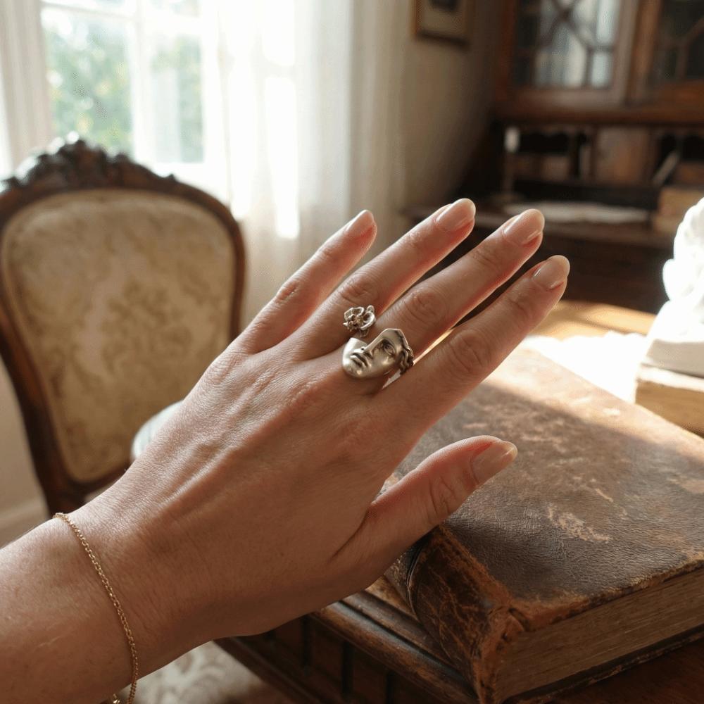 Elegant Masquerade Mask Ring Minimalist Stacked Ring Unique Venus Crown Ring Special Occasion