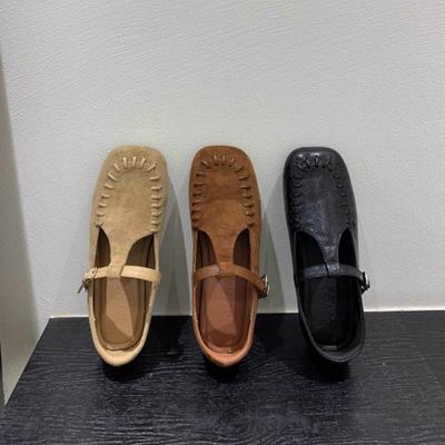 Осенние ретро замшевые туфли Мэри Джейн с открытым подъемом, туфли на одинарной подошве с ремешком, ленивые туфли, универсальные, с мягкой подошвой, с острым носком, женские туфли