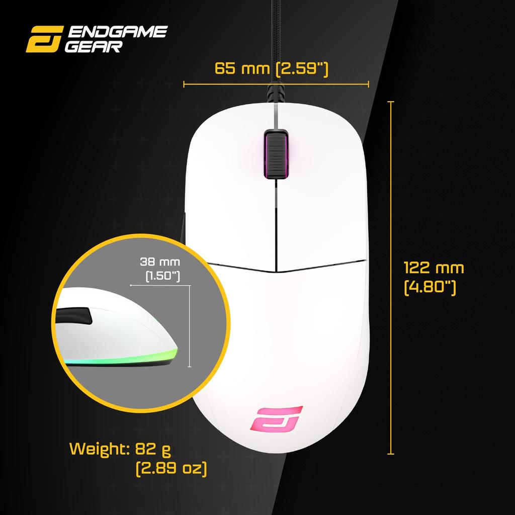 ENDGAME GEAR XM1 RGB Gaming PMW3389 RGB 5 60M White Mouse, Sensor, Lighting, 50-16,000CPI, Buttons, Switches, (EGG-XM1RGB-WHT)