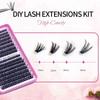 640PCS D Curl DIY Lash Clusters Set 30-60P Individual Lashes Mixed Tray Lashes Kit  At Home Makeup