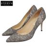 Women's Lace Heel Pointed Toe Pumps In Black/beige, Size 37 1/2 (37.5cm). Shoes 37.5 Black / beigeUsed