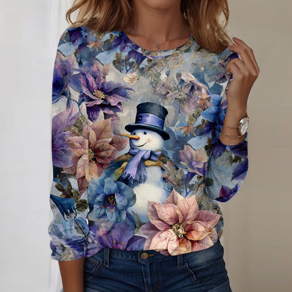 Long Sleeve Shirts For Women Cute Print Graphic Tees Blouses Casual Plus Size Basic Tops Pullover