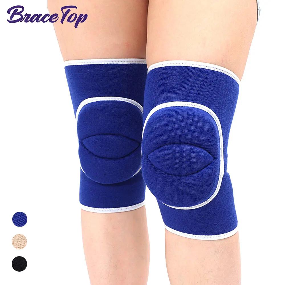 1 Pair Sports Compression Knee Pads Elastic Knee Protector Thickened Sponge Knee Brace Support For Dancing Workout Training Yoga