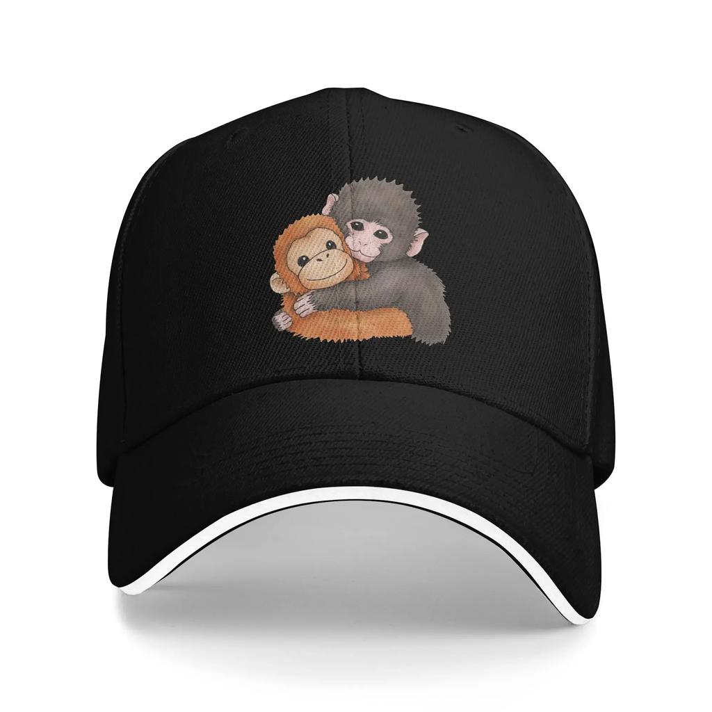 Baby Macaque Hugging Plush Cute Monkey Punch Baseball Cap Hiking Fishing SunProof Trucker Hat UnisexTeens Cute Baseball Caps