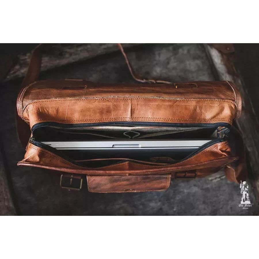 Мужская сумка-мессенджер из натуральной кожи ручной работы в винтажном стиле для ноутбука