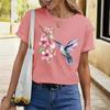 Летний топ с круглым вырезом и принтом 3D-птицы, модные повседневные женские футболки с короткими рукавами